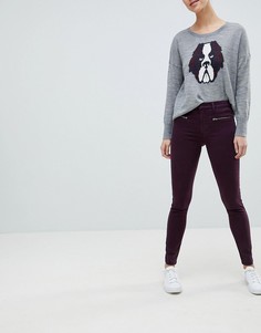 Сатиновые брюки скинни с молниями French Connection - Фиолетовый