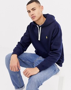 Худи без застежки из плотной ткани темно-синего цвета с логотипом Polo Ralph Lauren - Темно-синий