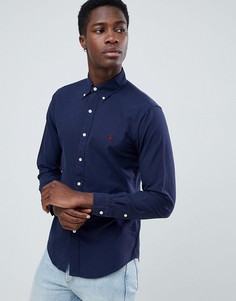 Темно-синяя приталенная рубашка на пуговицах с логотипом Polo Ralph Lauren - Темно-синий