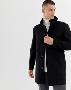 Пальто с добавлением шерсти и воротом-трубой French Connection - Черный