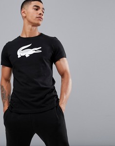 Черная футболка с большим логотипом-крокодилом Lacoste Sport - Черный
