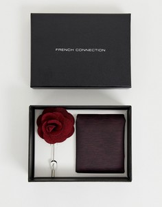 Набор из платка для нагрудного кармана и булавки на лацкан French Connection - Красный