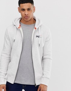 Худи серого цвета на молнии Superdry - Серый