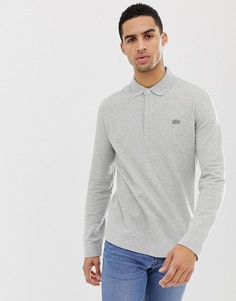 Серое поло с длинными рукавами и логотипом Lacoste - Серый