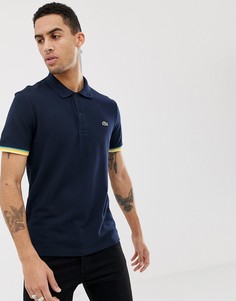 Темно-синее поло с отделкой на рукавах Lacoste - Темно-синий
