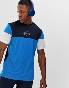Синяя футболка колор блок Lacoste Sport - Синий