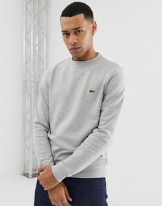 Серый свитшот с круглым вырезом и фирменной лентой Lacoste - Серый