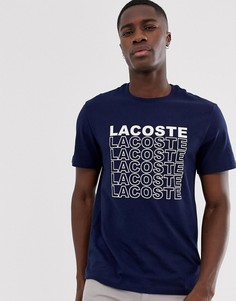 Темно-синяя футболка с логотипом Lacoste - Темно-синий