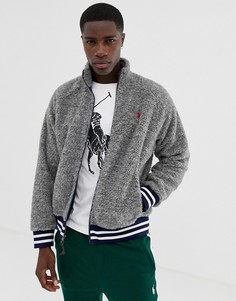 Серая флисовая куртка с контрастной отделкой Polo Ralph Lauren - Серый
