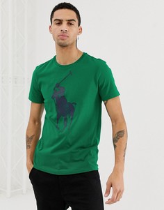 Зеленая футболка с круглым вырезом и большим темно-синим игроком в поло Polo Ralph Lauren - Зеленый