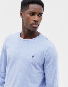 Светло-синий меланжевый лонгслив с логотипом Polo Ralph Lauren - Синий