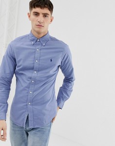 Синяя приталенная рубашка с воротником на пуговицах Polo Ralph Lauren - Синий