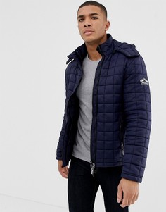 Стеганая куртка с капюшоном Superdry - Темно-синий