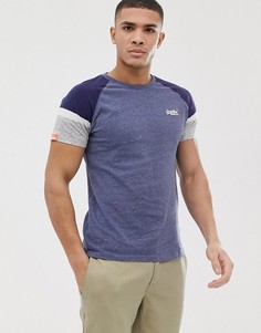 Синяя футболка в бейсбольном стиле Superdry Orange Label - Синий