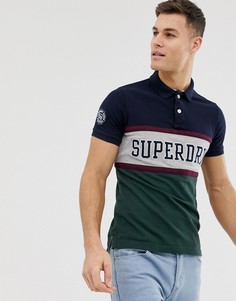 Темно-синее поло с аппликацией логотипа Superdry - Темно-синий
