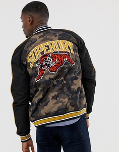 Бейсбольная куртка с камуфляжным принтом Superdry souvenir - Зеленый