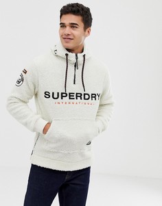 Бежевый свитшот без застежки с молнией из искусственного меха Superdry mountain - Белый