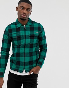 Зеленая рубашка навыпуск в клетку с молнией Superdry rookie - Зеленый