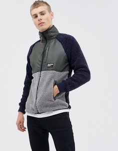 Темно-синяя трикотажная куртка с искусственным мехом Superdry - Темно-синий