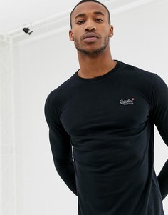 Черный лонгслив с винтажной вышивкой логотипа Superdry Orange Label - Черный