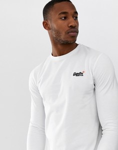 Белый лонгслив в винтажном стиле с вышивкой Superdry Orange Label - Белый