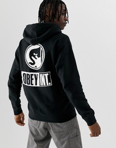 Черный худи с принтом на спине Obey International Icon - Черный