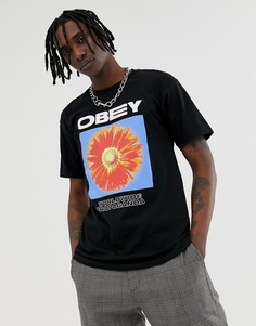 Черная футболка Obey Flower Power - Черный
