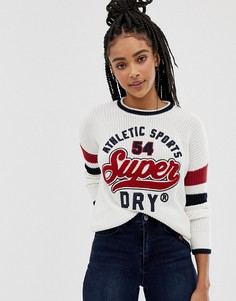 Вязаный джемпер с логотипом Superdry - Кремовый