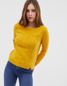 Желтый джемпер с вязкой косами Superdry - Бежевый