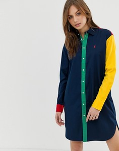 Платье-рубашка в стиле колор блок Polo Ralph Lauren - Мульти