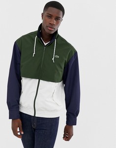 Темно-синяя куртка с молнией в стиле колор блок Lacoste - Темно-синий