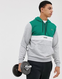 Худи серого цвета с молнией Lacoste Sport - Серый