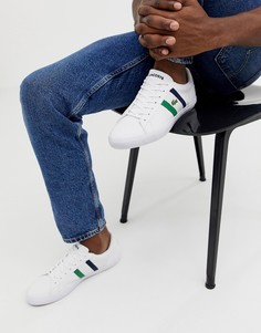 Белые кожаные кроссовки с полосой по бокам Lacoste Lerond - Белый