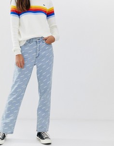Укороченные джинсы с логотипом Lacoste - Синий