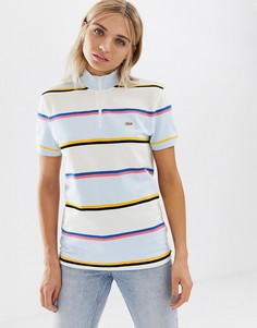 Футболка в полоску с высоким воротником и молнией Lacoste x Opening Ceremony - Мульти