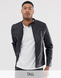 Байкерская куртка из искусственной кожи с двумя карманами French Connection Tall - Черный