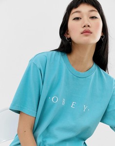 Свободная футболка с логотипом Obey - Синий