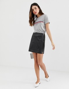 Юбка на молнии из искусственной кожи French Connection Brishen - Черный