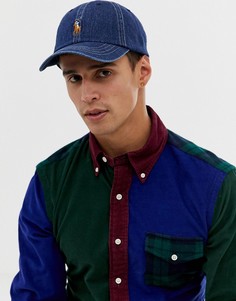 Темно-синяя джинсовая бейсболка с логотипом Polo Ralph Lauren - Синий