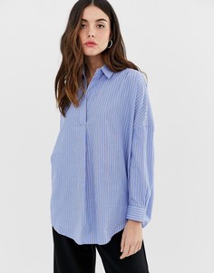 Рубашка в полоску с асимметричным краем French Connection Bega - Синий