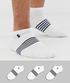 3 пары низких носков с полосками и логотипом Polo Ralph Lauren - Белый