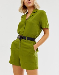 Черный ремень с черепаховой пряжкой French Connection - Черный