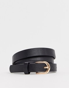 Черный узкий ремень с пряжкой French Connection - Черный