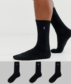 Комплект из 3 пар носков с контрастным логотипом Polo Ralph Lauren - Черный