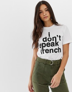 Футболка с надписью I dont speak french French Connection - Белый