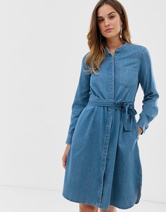 Платье-рубашка с запахом и поясом French Connection - Синий