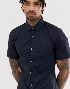 Однотонная эластичная рубашка с короткими рукавами French Connection - Темно-синий
