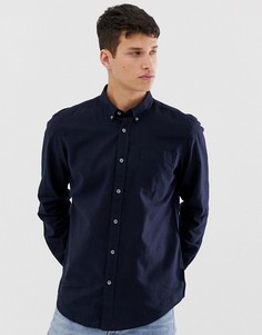 Льняная приталенная рубашка с длинными рукавами French Connection - Темно-синий