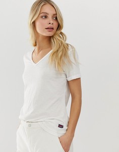 Белая футболка с V-образным вырезом Superdry - Желтый