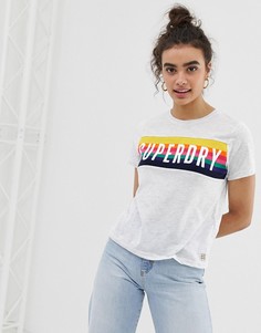 Футболка с логотипом и разноцветными полосками Superdry - Белый